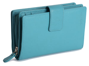 SADDLER "GEORGIE" Women's RFID Leather Bifold Purse Wallet Clutch with Zip Coin Purse | Gift Boxed