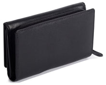 Load image into Gallery viewer, SADDLER &quot;ELEANOR&quot; Women&#39;s Leather Trifold Wallet Clutch with Zipper Coin Purse |
