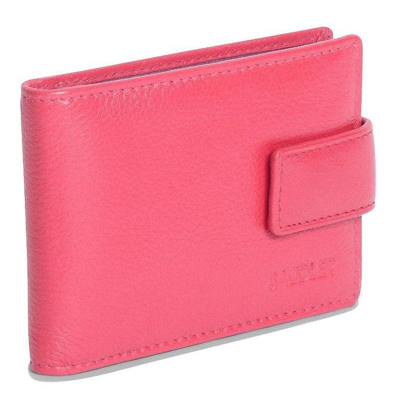 Saddler Womens Soft Real Leather Mini RFID Credit Card Holder with Tab | Designer Card Case For Ladies | Gift Boxed - Fuchsia
