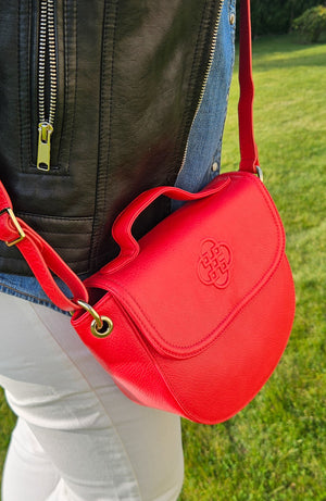 Saddler Mia Top Many Bags de diseño de cuero real con detalle del anillo - Rojo