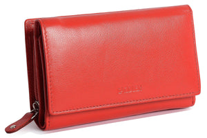 SADDLER "ELEANOR" Women's Leather Trifold Wallet Clutch with Zipper Coin Purse