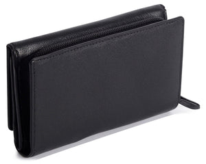 SADDLER "ELEANOR" Women's Leather Trifold Wallet Clutch with Zipper Coin Purse |