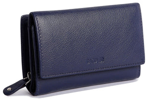 SADDLER "ELEANOR" Women's Leather Trifold Wallet Clutch with Zipper Coin Purse