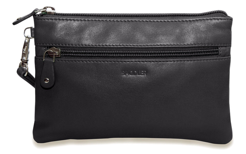 SADDLER Women's Real Leather Carry All Zip Top Mini Clutch Purse Cosmetic Bag Detachable Wrist Strap | Gift Boxed SADDLER ACCESSORIES