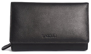 SADDLER "Paula" Real Leather LADIES 12cm Trifold Purse Note Case with backside 3 way zipper purse SADDLER ACCESSORIES