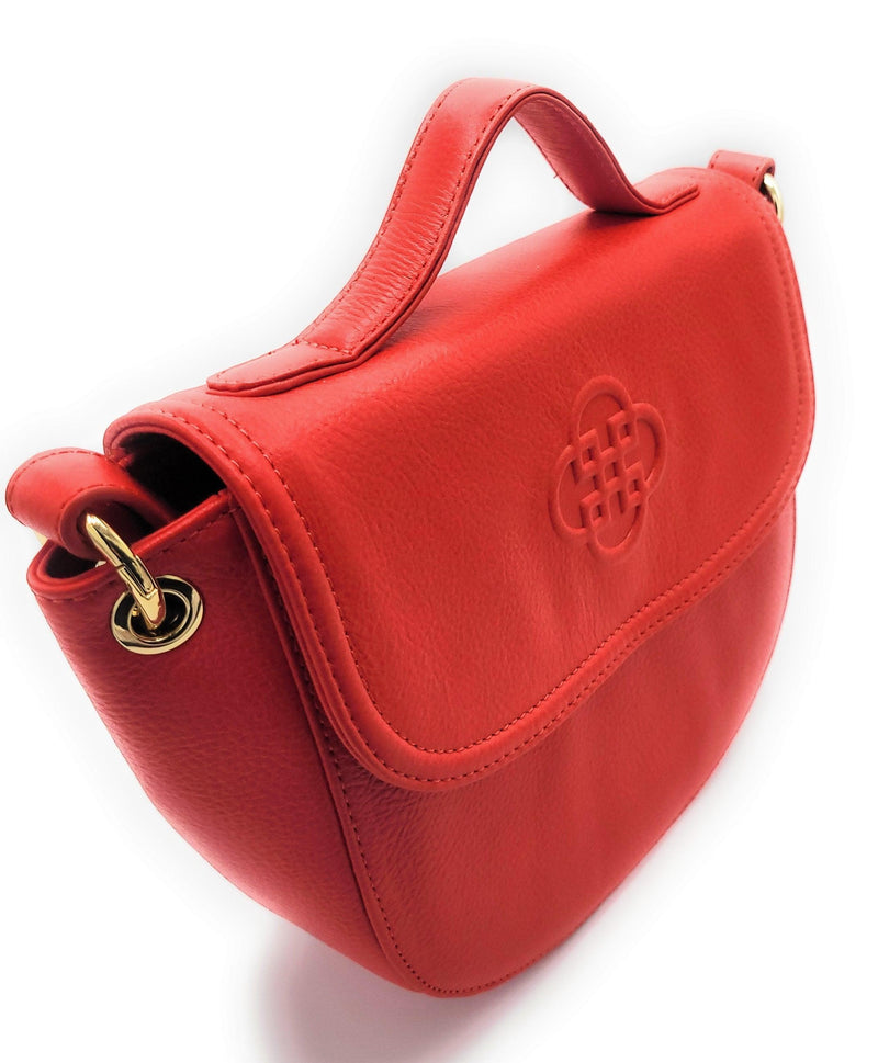SADDLER "Mia" Top Handle Real Leather Designer Handbag with Ring Detail - Red SADDLER ACCESSORIES